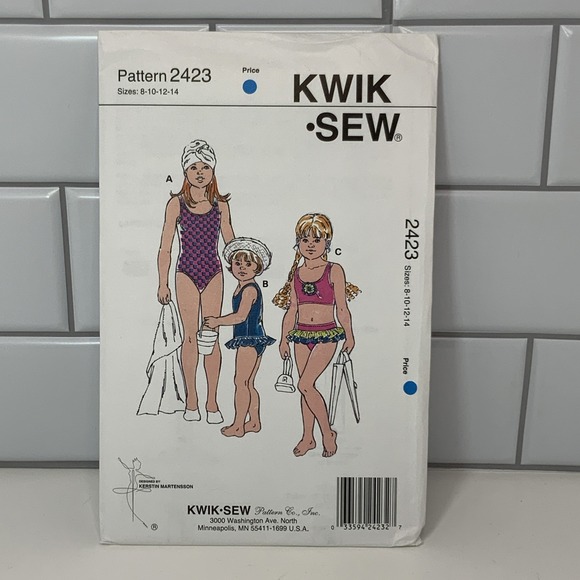 Uncut Kwik Sew Sewing Pattern # 2423 Girls Tank Style Swimsuits Size: 8-10-12-14 - Picture 1 of 2